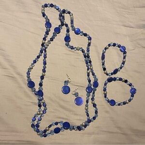 3/$17 Blue Beaded Jewelry Set